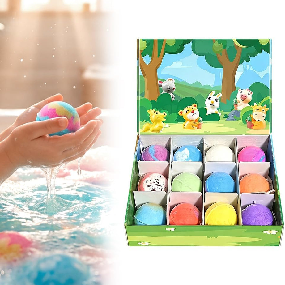Ocean Bath Salt Ball Bath Bombs for Kids, 12-Pack with Surprise Inside, Bath Bombs, Easter Basket Stuffers Egg Fillers