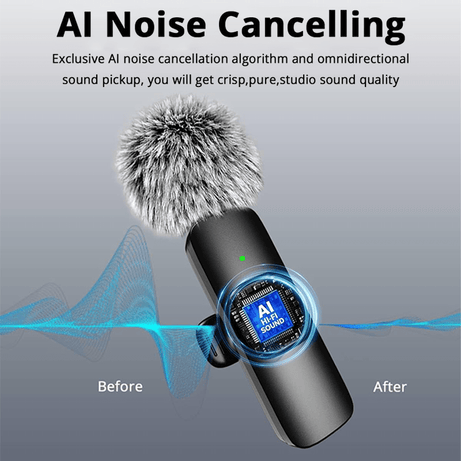 Wireless Lapel Microphone for iPhone, iPad, Mini Video Recording Mic for Interview Video Podcast Vlog Noise Reduction