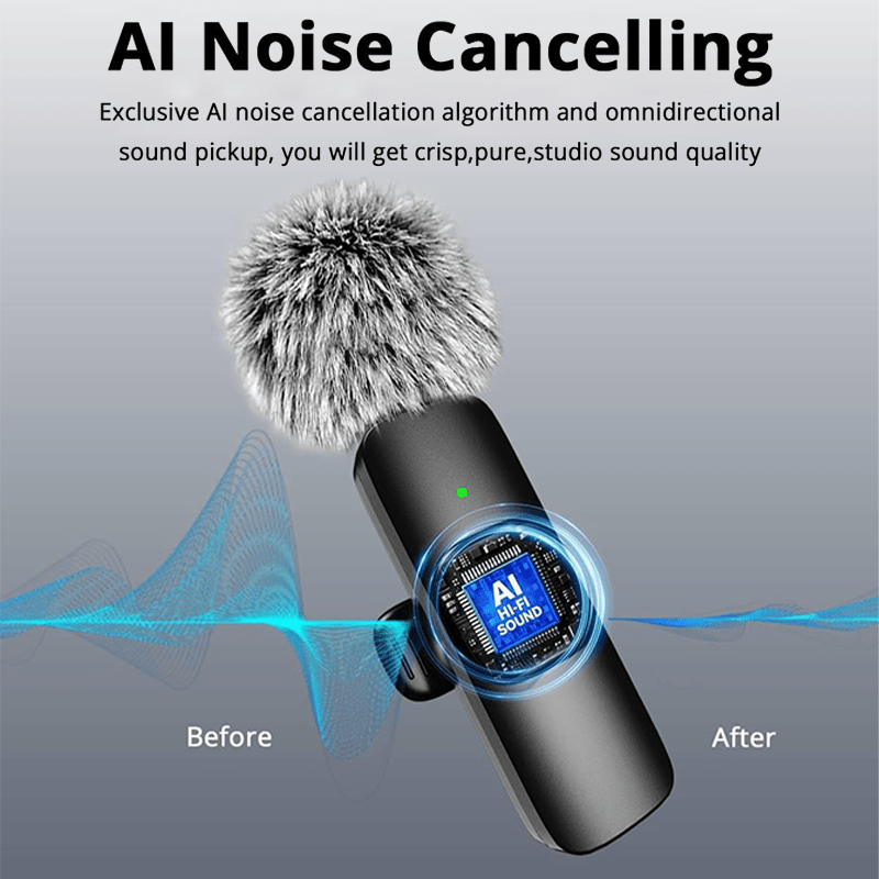 Wireless Lapel Microphone for iPhone, iPad, Mini Video Recording Mic for Interview Video Podcast Vlog Noise Reduction