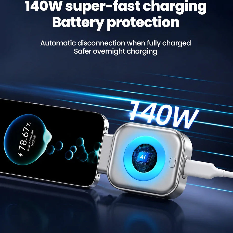 USB C Phone Fully Charged Intelligent Separator Type-C 140W Fast Charging Adapter Phones Full Charge Auto Power Cut Off Charger