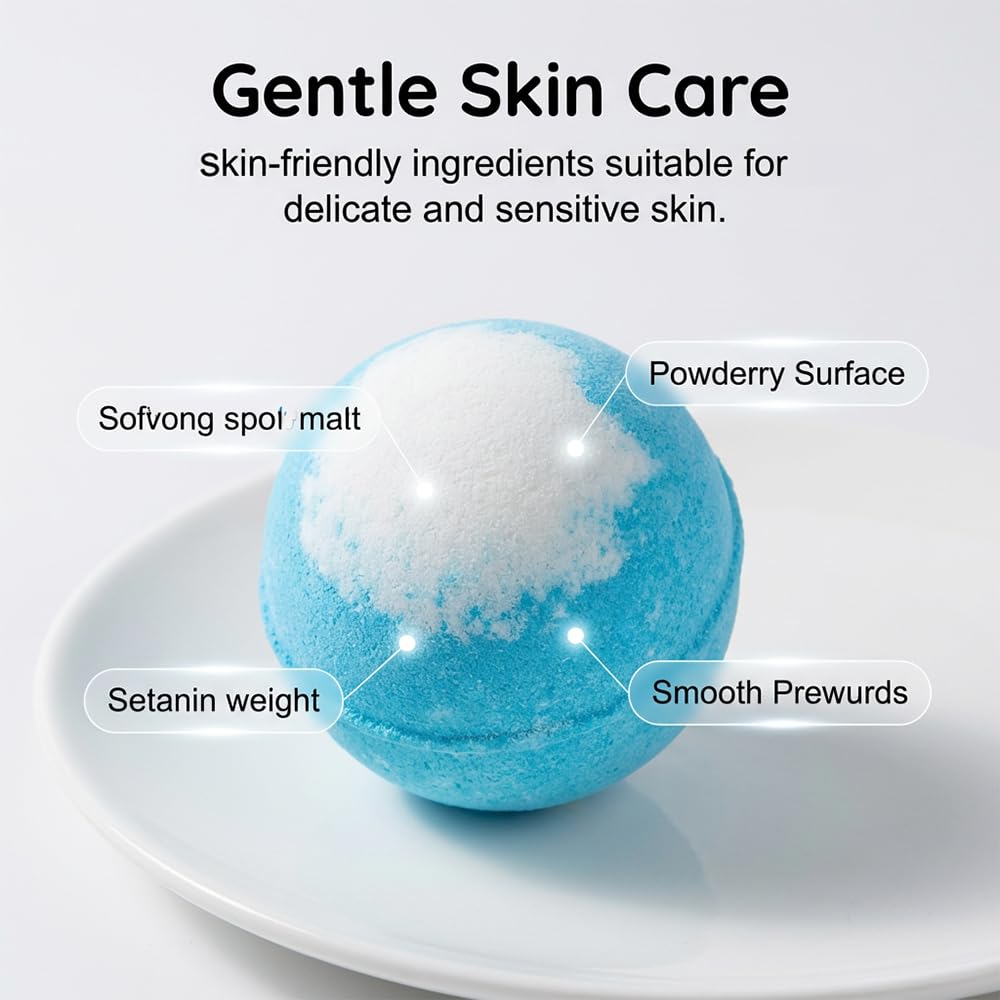 Ocean Bath Salt Ball Bath Bombs for Kids, 12-Pack with Surprise Inside, Bath Bombs, Easter Basket Stuffers Egg Fillers