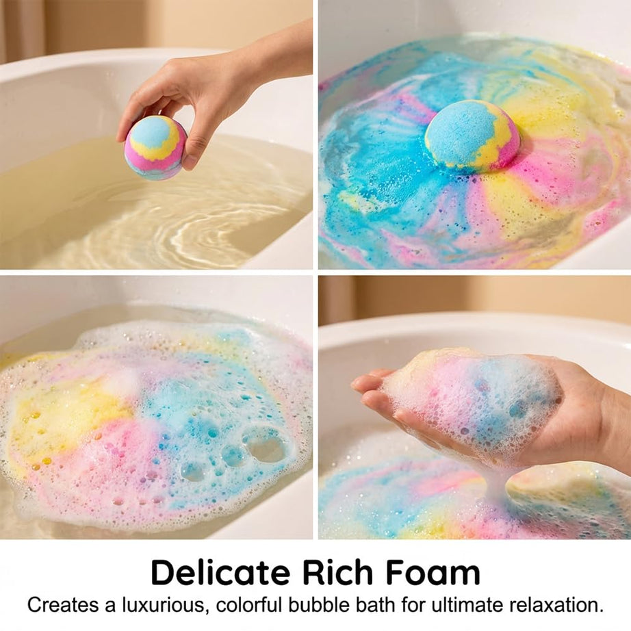Ocean Bath Salt Ball Bath Bombs for Kids, 12-Pack with Surprise Inside, Bath Bombs, Easter Basket Stuffers Egg Fillers