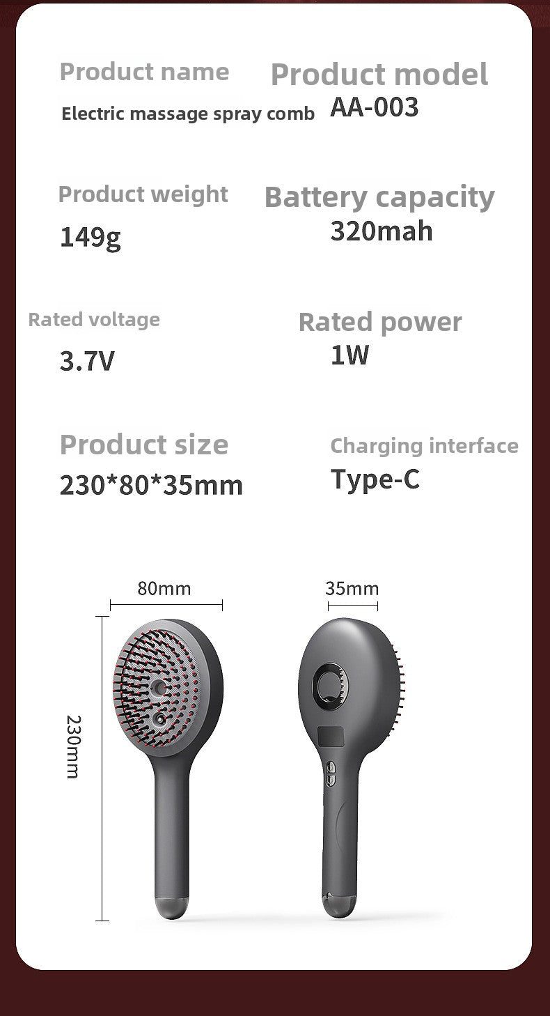 Electric Massage Comb Household Red Light Head Care Comb Essential Oil Atomization Vibration Scalp Hair Growth Instrument