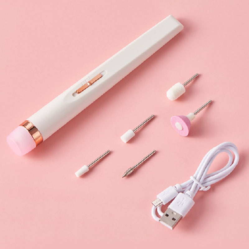 5 in 1 Electric Nail Art Polish Drill Machine USB Charging Portable Manicure Exfoliation Polishing Pen Acrylic Gel Remover Tools