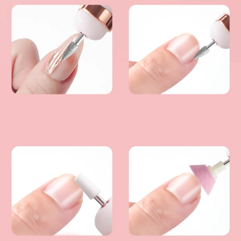 5 in 1 Electric Nail Art Polish Drill Machine USB Charging Portable Manicure Exfoliation Polishing Pen Acrylic Gel Remover Tools