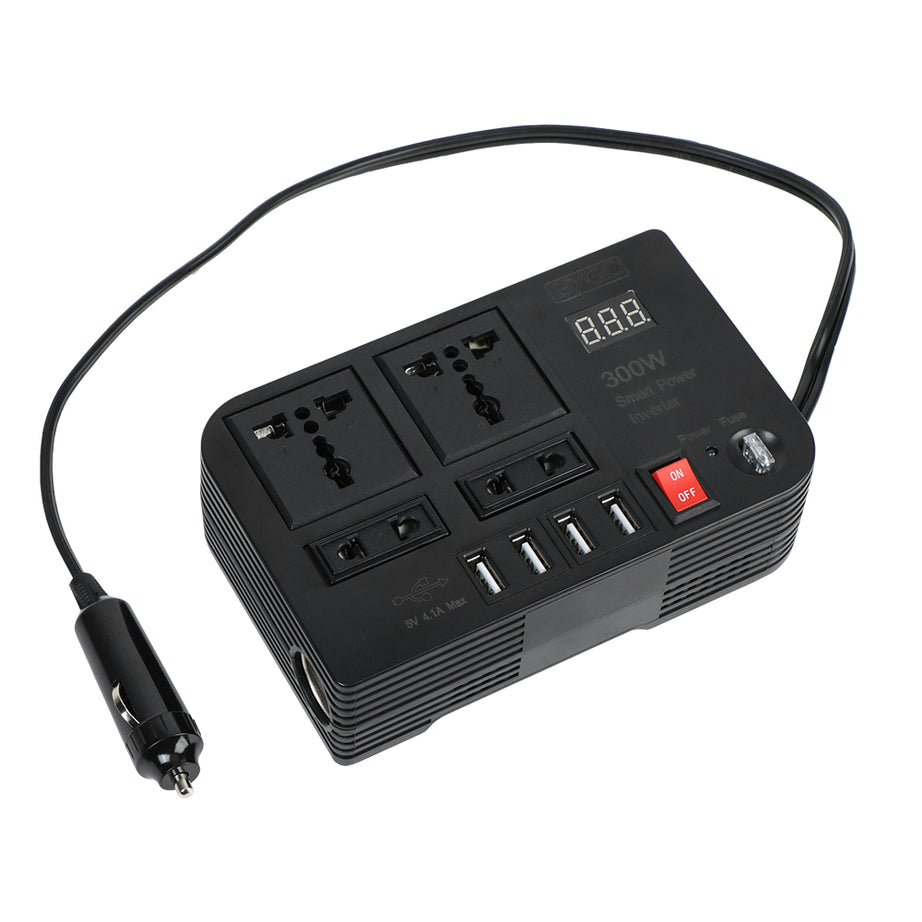 Car Power Inverter Converter Outlets Auto Tools Adapter 4 USB Ports Overload Protection Multifunctional Switch 300W 4 AC Sockets