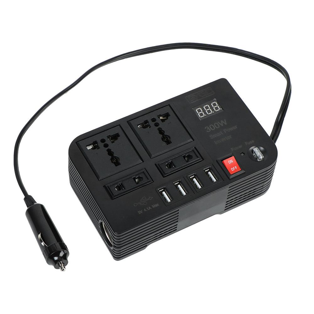 Car Power Inverter Converter Outlets Auto Tools Adapter 4 USB Ports Overload Protection Multifunctional Switch 300W 4 AC Sockets