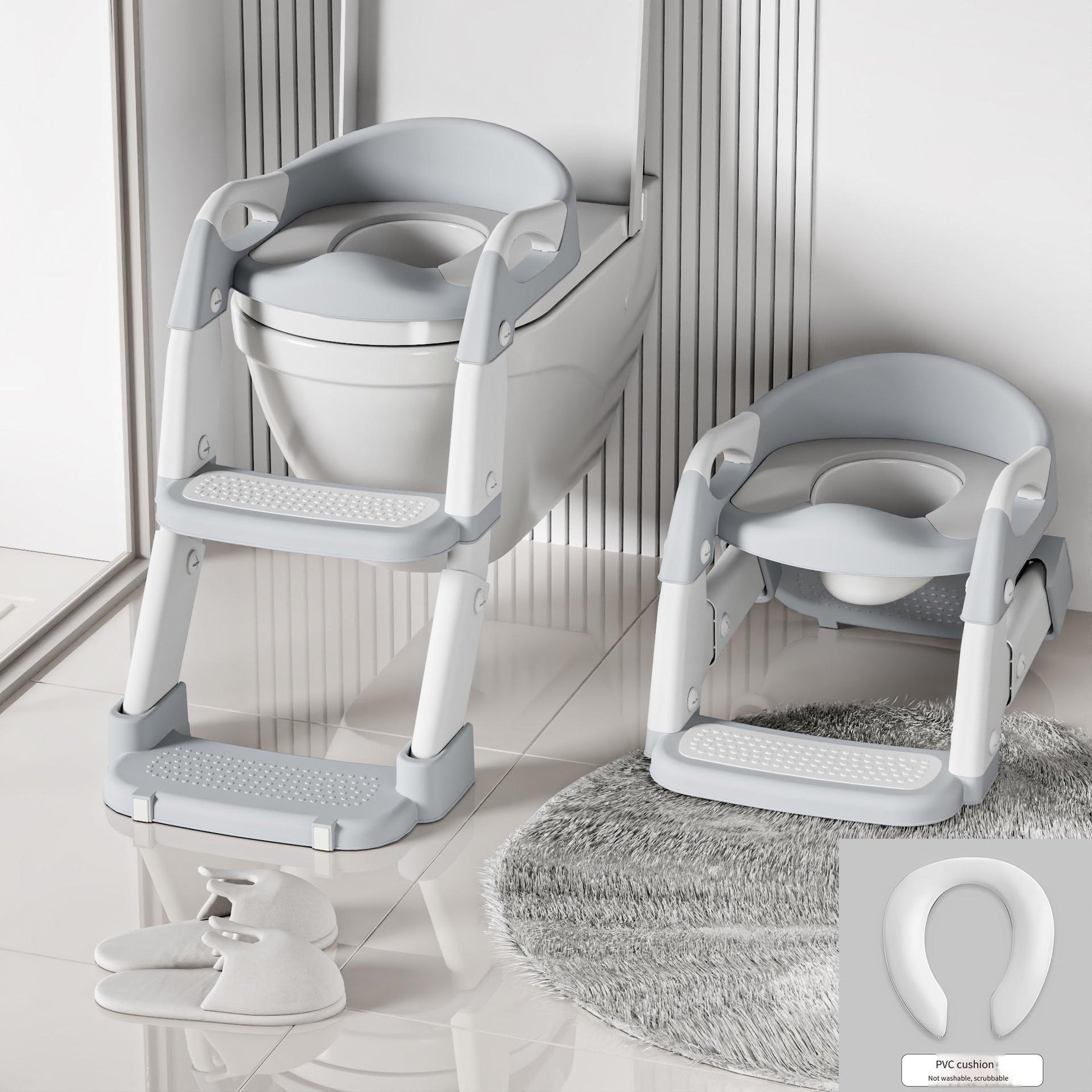 Kids Toilet Step Stool Potty Training Seat with Ladder Boys Girls Baby Toilet Seat Adjustable Step-on Stool for Adult Toilet